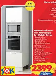 MELAMİN ANKASTRE FIRIN MİKRODALGA BOY DOLABI BEYAZ